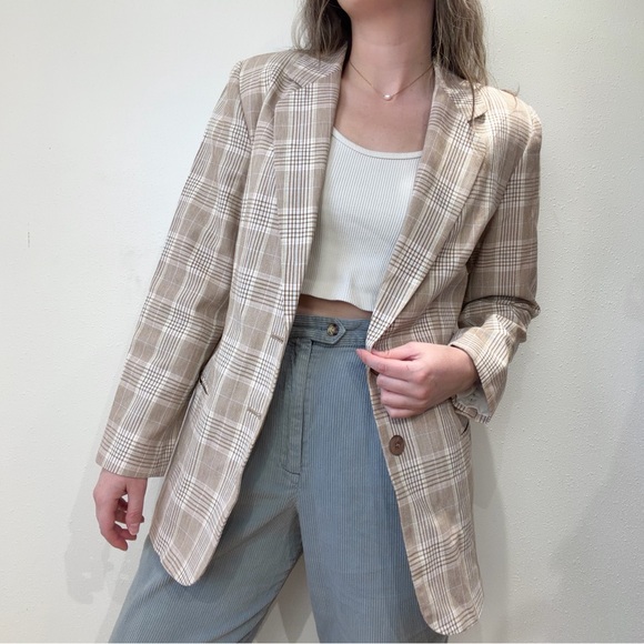 Worthington Jackets & Blazers - Vintage Neutral Plaid Blazer